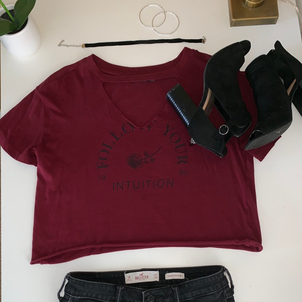 Follow Your Intuition Burgundy Crop Top